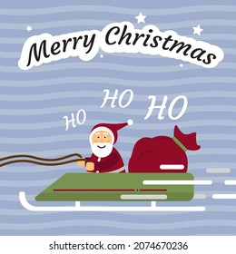 Merry Christmas greeting card with santa claus vector chracacter 