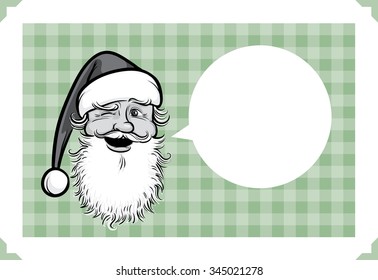 Merry Christmas greeting card with Santa winking
