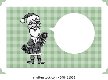 Merry Christmas greeting card with Santa photographer - just add your text
