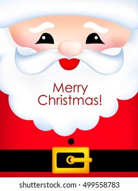 Merry christmas greeting card with santa claus face
