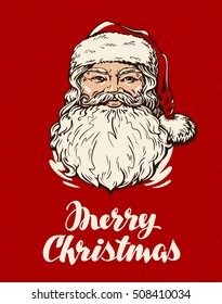 Merry Christmas greeting card. Santa Claus vector illustration