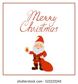 Merry Christmas greeting card with Santa Claus. Vector illustration.