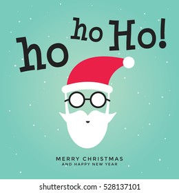 Merry Christmas greeting card with Santa Claus say Ho ho.