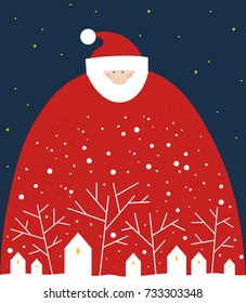 Merry Christmas greeting card with Santa Claus