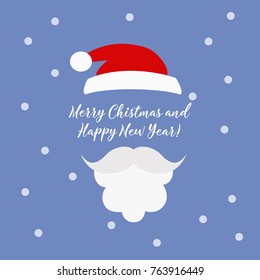 Merry Christmas greeting card with Santa Claus. 