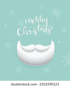 Merry Christmas greeting card with Santa's beard. Christmas vector illustration. 