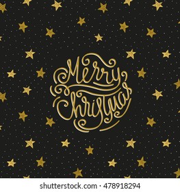 Merry Christmas greeting card. Season vector holiday poster  template. Handwritten text