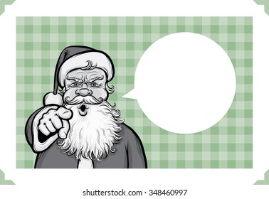 Merry Christmas greeting card with serious Santa Claus - just add your text