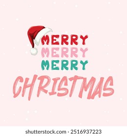 Merry Christmas greeting card Set. Modern Xmas design with typography, candy cane pattern, polar bear. Trendy illustration for season banner, poster, cover
