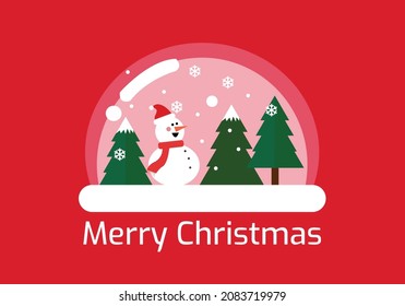 merry christmas greeting card with snow doll