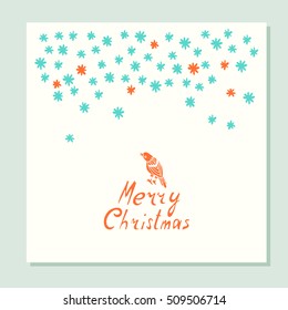 Merry Christmas. Greeting card with snow. 