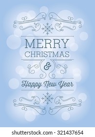 Merry christmas greeting card with snowflakes. Vector and illustration design.