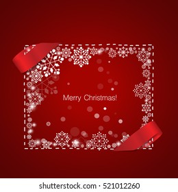Merry Christmas Greeting Card with snowflakes, vector illustration.