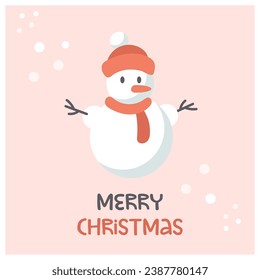 Merry Christmas greeting card with snowman