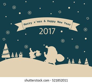 Merry Christmas greeting card snowman 2017