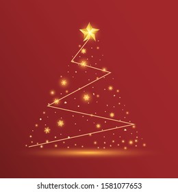 a merry christmas greeting card with a sparkling light and red background