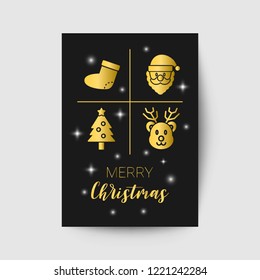 merry christmas greeting card template, vector design