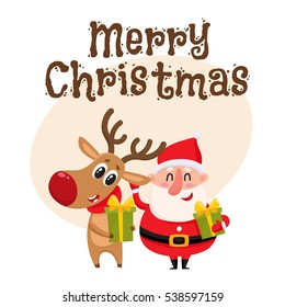 Cute Reindeer Greeting Stock Vector (Royalty Free) 90605716