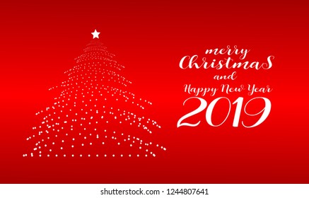 merry christmas greeting card with christmas tree and star. background vector for christmas party