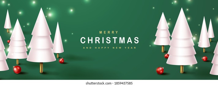 Merry christmas greeting card with christmas tree decoration