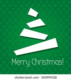 Merry Christmas greeting card with christmas tree and snowflakes