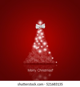 Merry Christmas greeting card with Christmas tree, vector illustration.