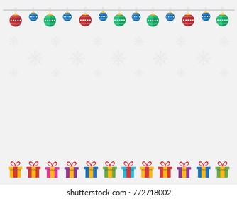 Merry Christmas greeting card with christmas tree and presents