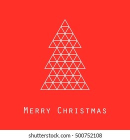 Merry Christmas greeting card with triangle tree