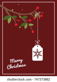 merry christmas greeting card with twigs