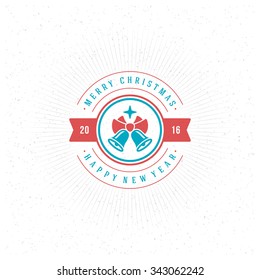 Merry Christmas Greeting Card Typography and Decorations Vector Background. Christmas and Happy New Year Message on textured paper.