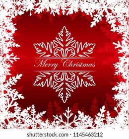 Merry Christmas greeting card. Vector illustration. Frame from Snowflakes