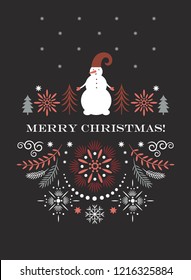 Merry Christmas Greeting card , Vector illustration