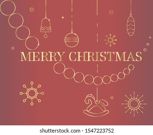 Merry Christmas greeting card .Vector illustration with christmas decoration . Christmas celebration background. Banner, flyer, poster, 