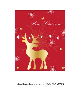 Merry Christmas greeting card vector illustration. Christmas deer vector