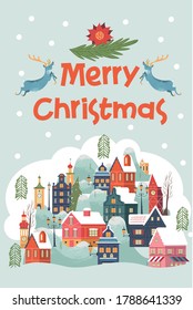 Merry Christmas. Christmas greeting card. Vector illustration.