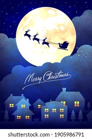 Merry christmas greeting card vector illustration ( vintage texture )