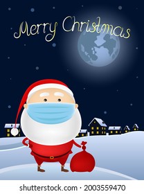 Merry Christmas greeting card. Vector illustration.