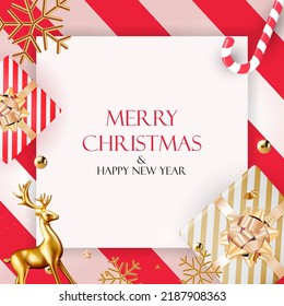 Merry Christmas Greeting Card. Vector Illustration