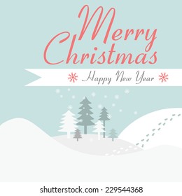 Merry Christmas greeting card. Vector illustration.