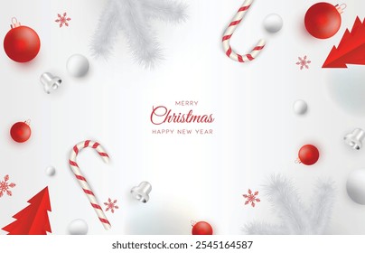 Merry Christmas greeting card vector poster set. christmas balls