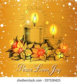 Merry Christmas greeting card. Vector illustration.