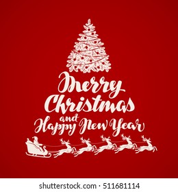 Merry Christmas greeting card. Vector illustration