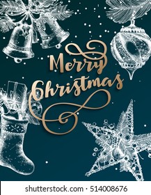 Merry Christmas greeting card vector illustration.
