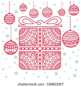 Merry Christmas Greeting Card. Vector illustration.