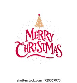 Merry Christmas greeting card. Vector lettering design.