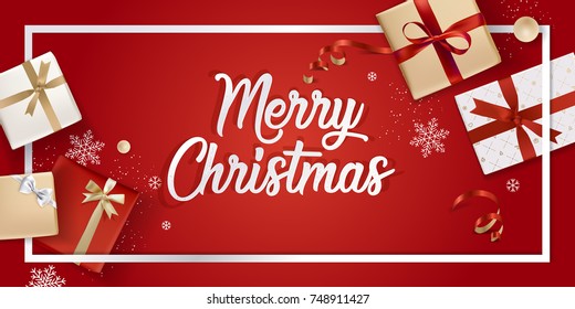 Merry Christmas greeting card. Vector illustration concept for greeting cards, web banner, flayer brochure, party invitation card.