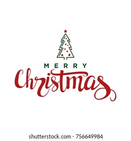 Merry Christmas Greeting Card Vector Template Illustration Design. Vector EPS 10.