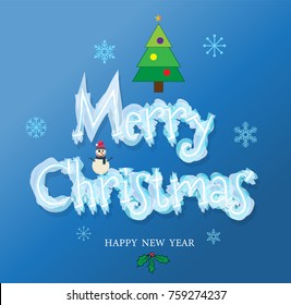 Merry Christmas greeting card. Vector illustration.