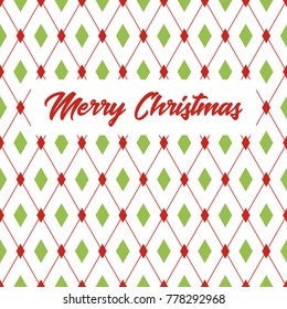 Merry Christmas greeting card. Vector rhombus pattern