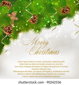 Feliz tarjeta de felicitación de Navidad. Ilustración de vectores eps10